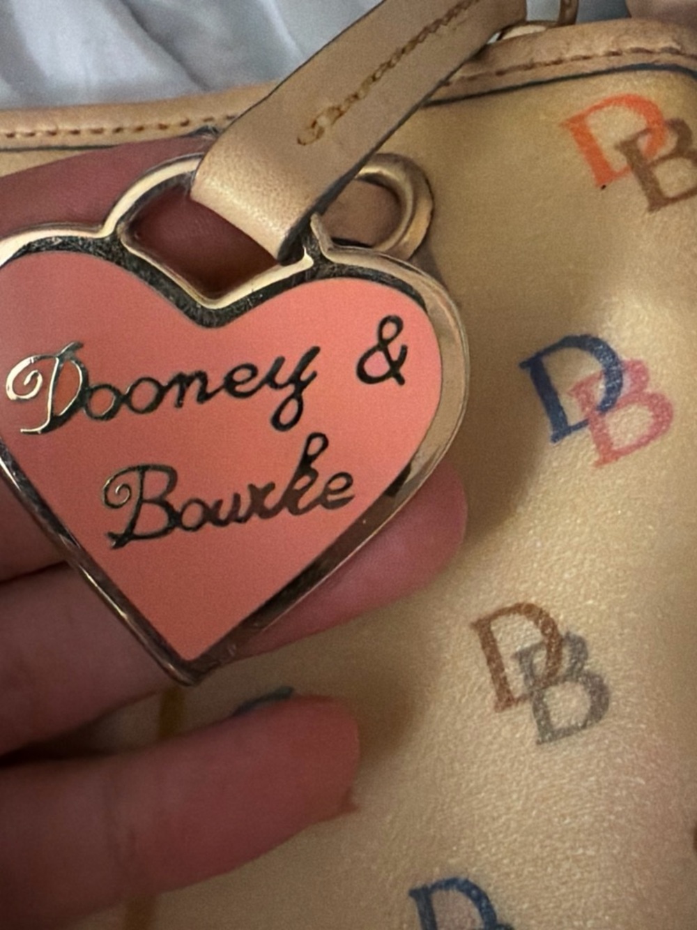Dooney & Bourke Cream Multicolor DB Logo Drawstring Shoulder Bag - Picture 4 of 4